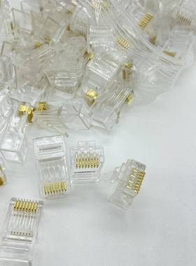 翻新料RJ458P8CCAT6非屏蔽超6类非屏蔽水晶头六类网线PVC1000个