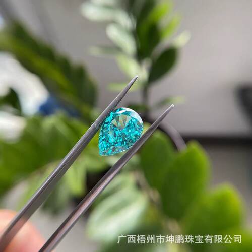 源头工厂帕拉伊巴霓虹蓝冰花切水滴形高碳钻梨形裸石手饰饰品戒面