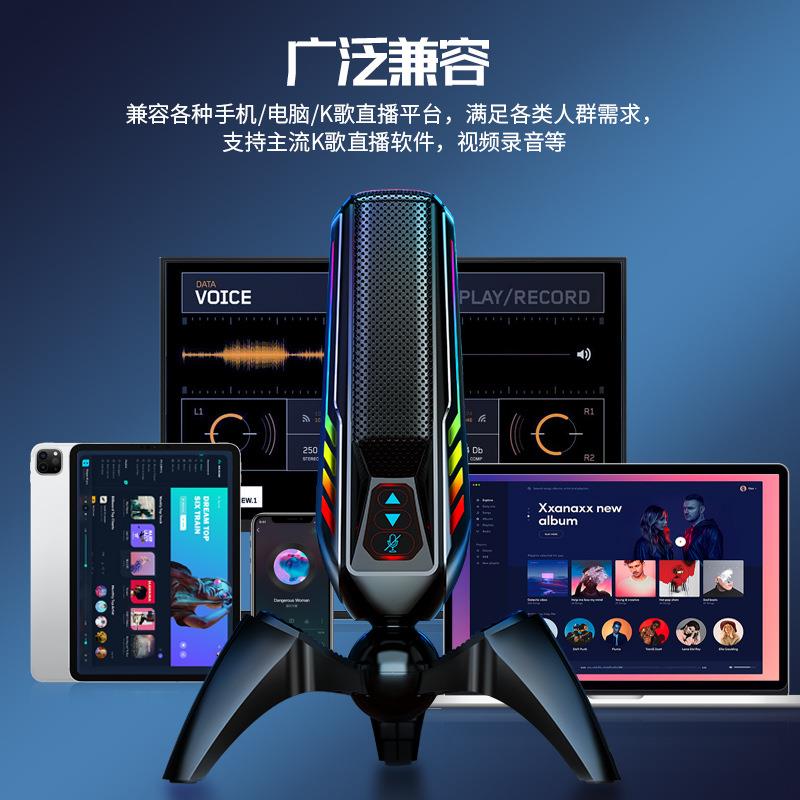 时尚部落新款HK4电脑RGB游戏麦克风有线直播话筒专业直播设备