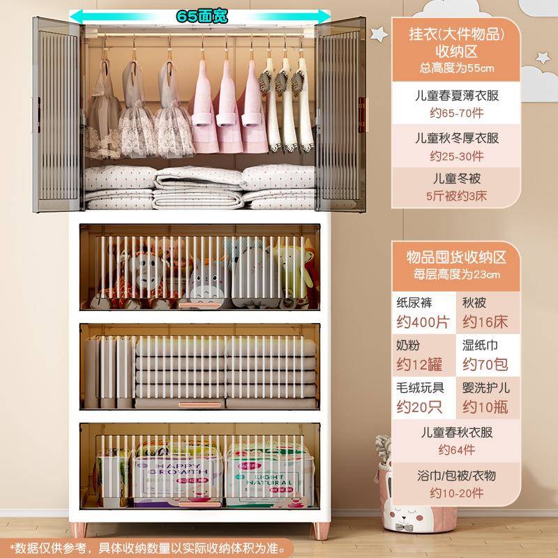 家用收纳柜多层衣服被褥储物柜子塑料儿童衣橱加厚翻盖式透明衣柜