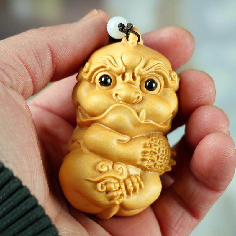 黄杨木雕FQQ手质把件文品随身木男士雕刻工玩艺品家居饰财貔貅挂