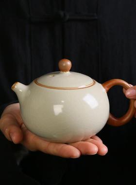 汝窑米黄色茶具碗套公装高档夫泡茶家52856用盖茶司送礼节功庆礼