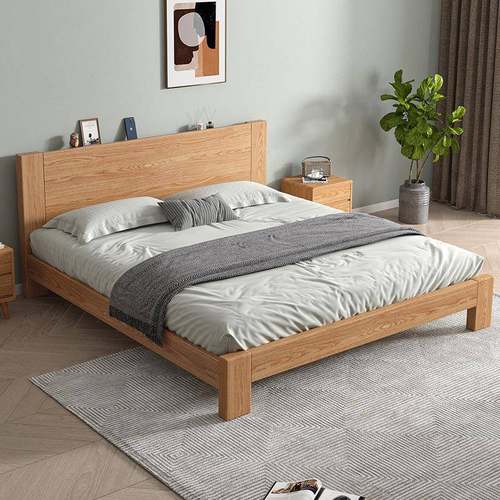 蜡木现代简约实木床中户型G05白主卧小大8床1.5m1.米双人床厂家直