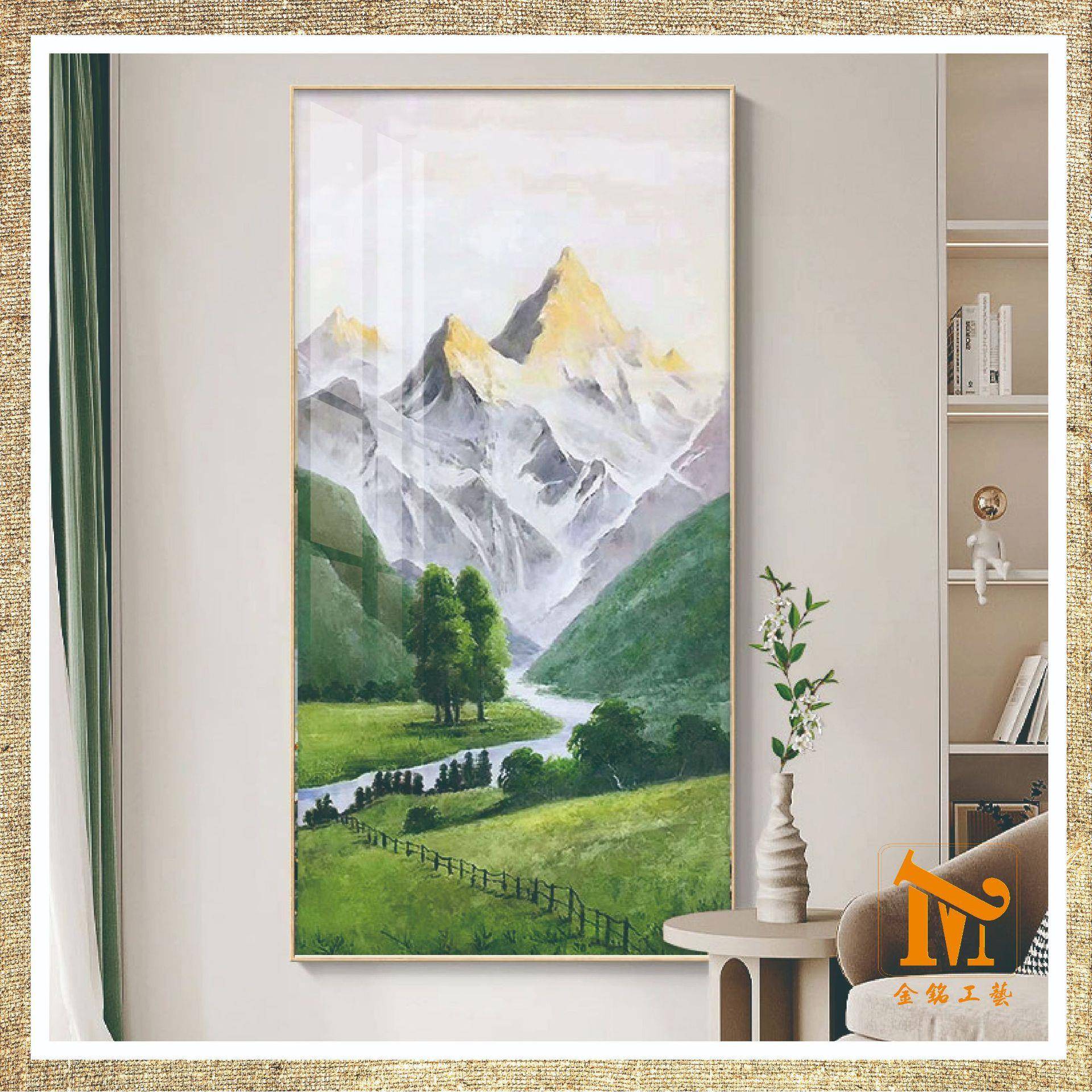 奶画奶油风肌油风客厅装饰画肌理聚宝山水靠山玄风景挂画关沙壁画