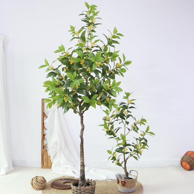 工仿生植物室盆仿真桂花栽家厂办公室假树装内饰仿真绿植树居桂花