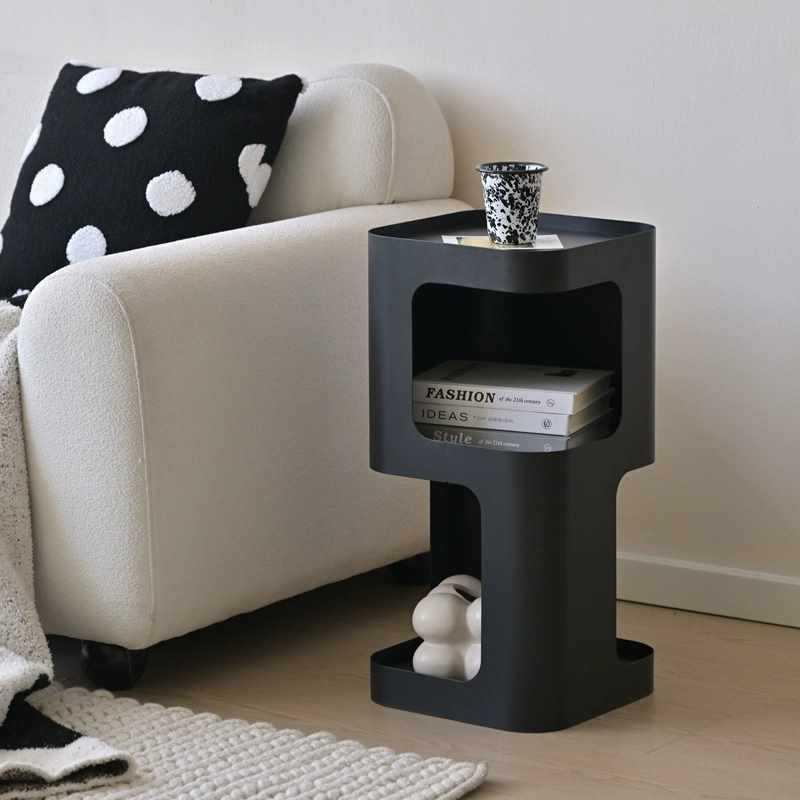 客厅艺边铁边柜沙23TF26BJ发的旁边测边柜置物架黑色迷你角几几创