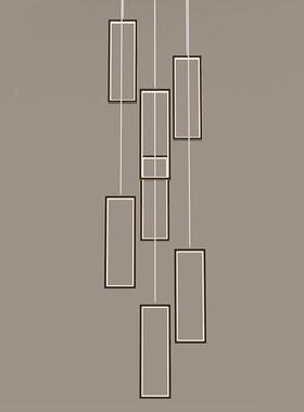 全铜现代简楼梯灯旋转楼39052梯中大吊几灯何创意百搭复空式约楼