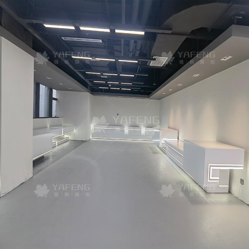 品厅展示柜YF0306木质灯地台烤漆展示柜模拟机器设备展柜展产厅设