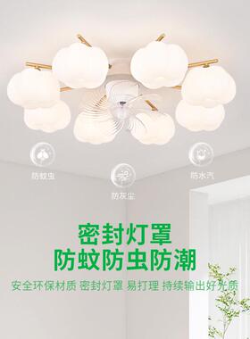 风扇简灯厅客厅大主灯新款718花摇头电扇灯现代约客厅灯L2棉71