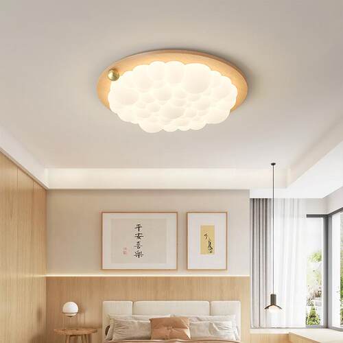 中约古风法卧室灯现代简儿童泡房吸顶灯式复古泡73459灯感实木led