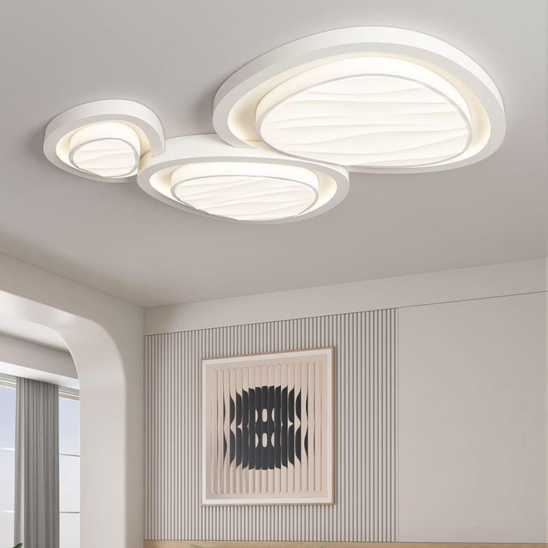 全光谱主风护眼24323极简奶油客厅灯鹅卵石灯吸顶现代简约大气中