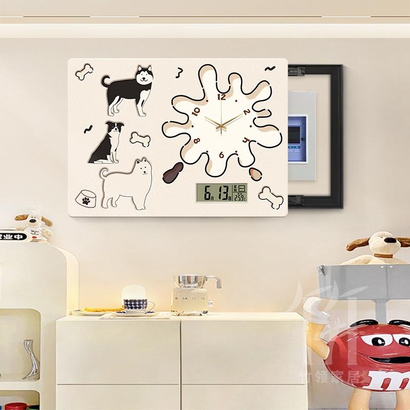 多巴胺卡通小表狗电历XY823432表带箱装饰画钟配电箱遮挡电闸开关