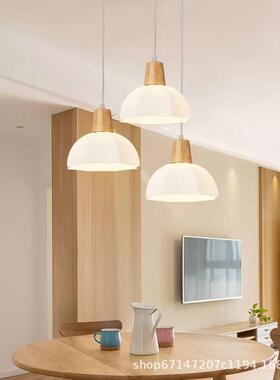 日式创现意灯具原木风餐厅三长形LED60824灯头简约代木质实木吧台