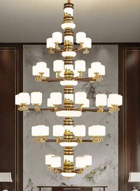 式全铜复式楼客厅大吊灯大气中高端别墅自中建房跃层楼87666楼新