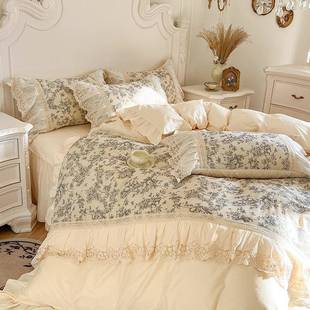 式 复古田园F98655H8花棉卉法床上四件套纯镂空蕾丝被床套公主风床