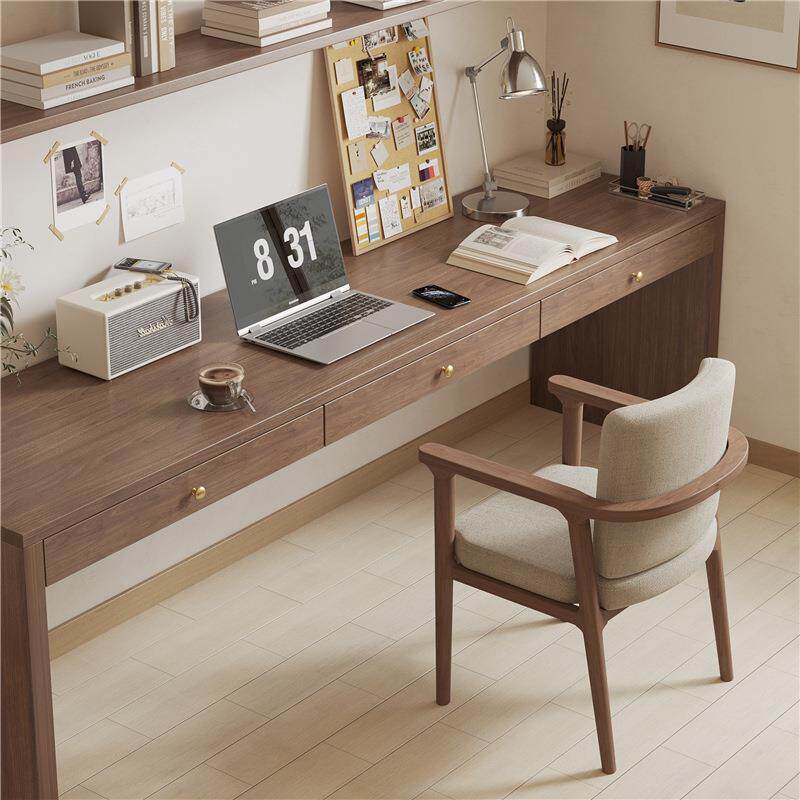 实木电脑书桌桌书靠架一体wyy25011桌办公桌带抽屉商店门店待接桌