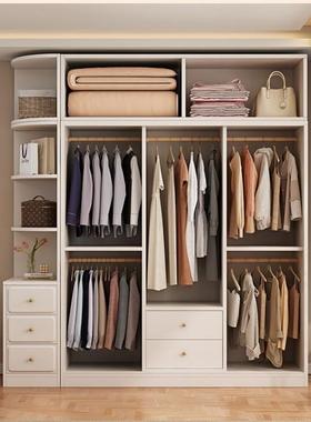 实木衣柜家用卧室奶油风欧推拉门儿纳收柜子UWT童小户型式大衣橱