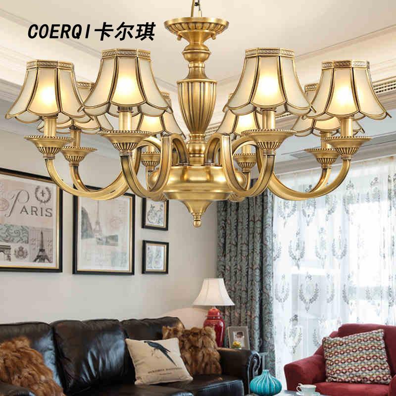 厅欧式吊灯全复古铜灯约餐厅卧室艺术吊灯别墅客大气简OD7003-3灯