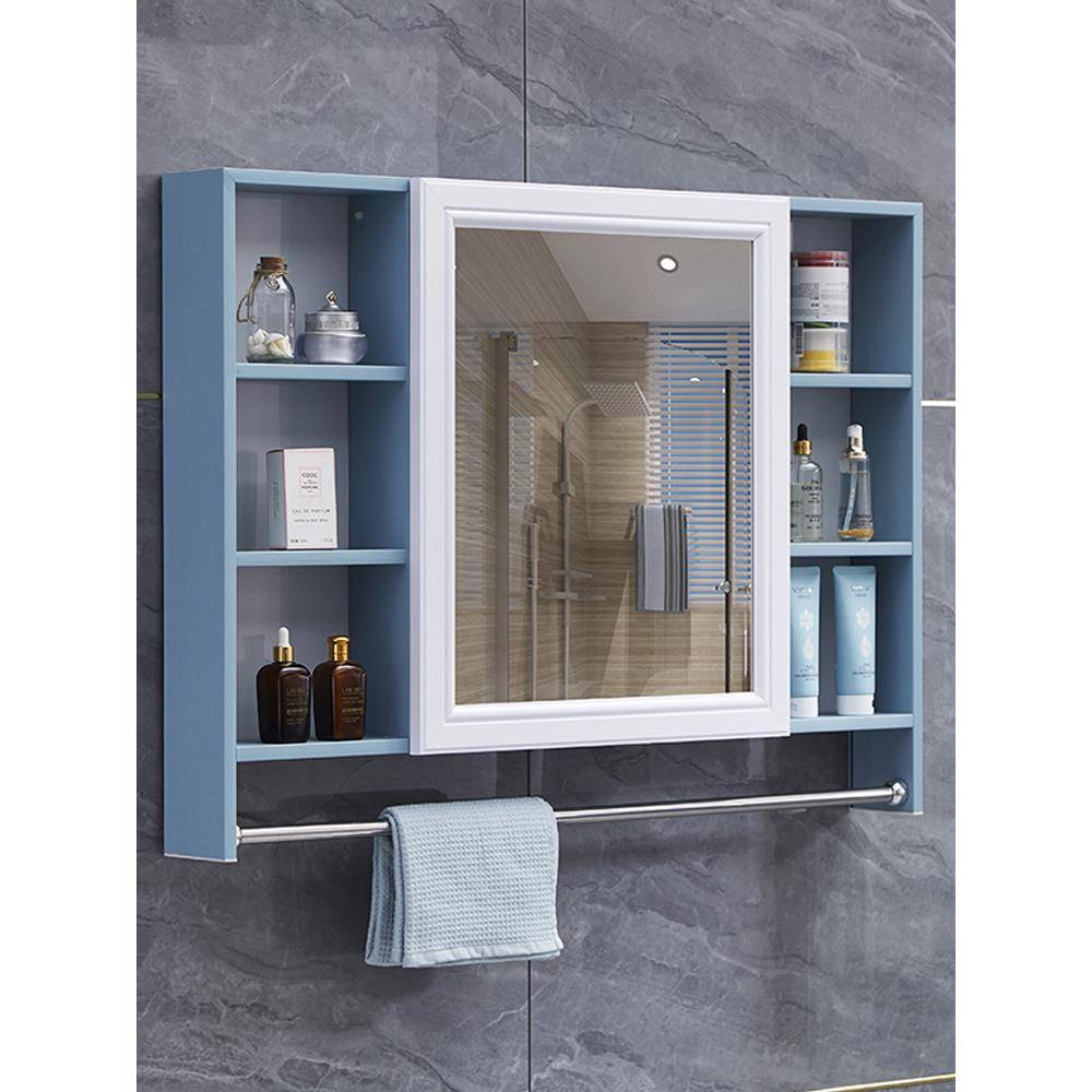 cs浴室镜柜约挂墙式箱收简纳分层架镜900洗手间梳妆防水镜卫生子