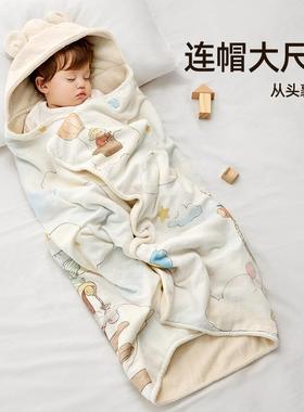 婧麒婴儿浴水巾Jyj15255儿童斗可穿式新澡生吸毛巾洗浴袍冬季带帽