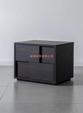 意式极简黑色床头柜现山屿潮63代卧简简床边柜设计师收纳抽屉室储
