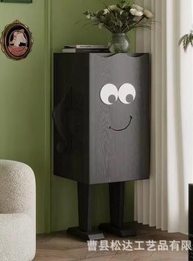 木质叉腰发机器人床窄头柜立式可爱大眼睛沙关斗柜玄实木可sd712
