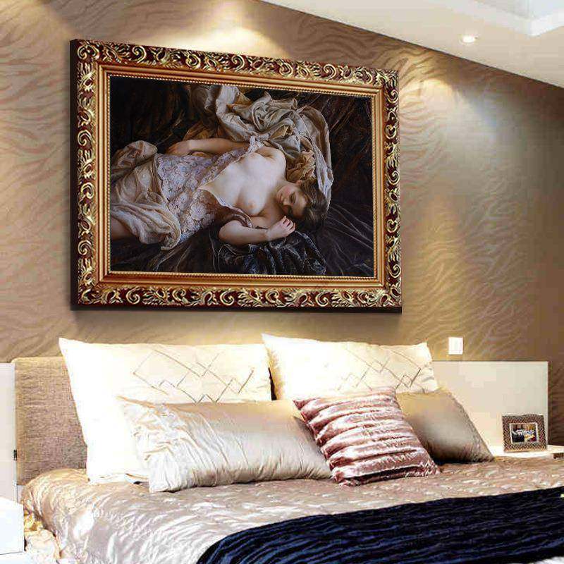 欧式床女T331油画卧室装饰画美美式简欧头画温宾馆酒店墙挂画睡馨