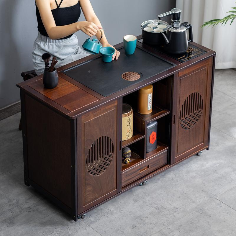 实木茶茶台移动家用846小H茶烧水壶一桌体车小型茶几功C