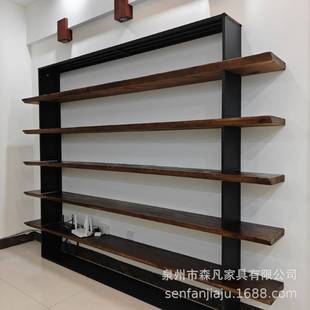 10架办公室列架陈简约置物满墙落 美式 实木书架客复厅工业古SF