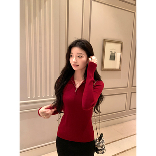 1XTWO 圣心暖织 两穿半高领拉链针织衫女修身长袖毛衣打底上衣