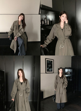 1XTWO 高智气场 假两件双排扣直筒大衣女设计感宽松长款风衣外套