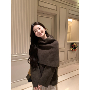 斗篷上衣 设计感宽松慵懒坎肩毛衣女外穿高领长袖 1XTWO 暖糯序曲