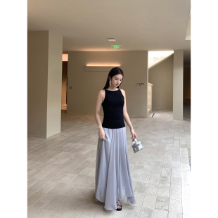 显瘦无袖 小众一字领吊带背心女通勤百搭修身 上衣 柔欲纤薄 1XTWO