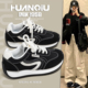 女2026春季 新款 黑白拼色厚底增高休闲运动鞋 环球阿甘鞋 百搭轻便鞋