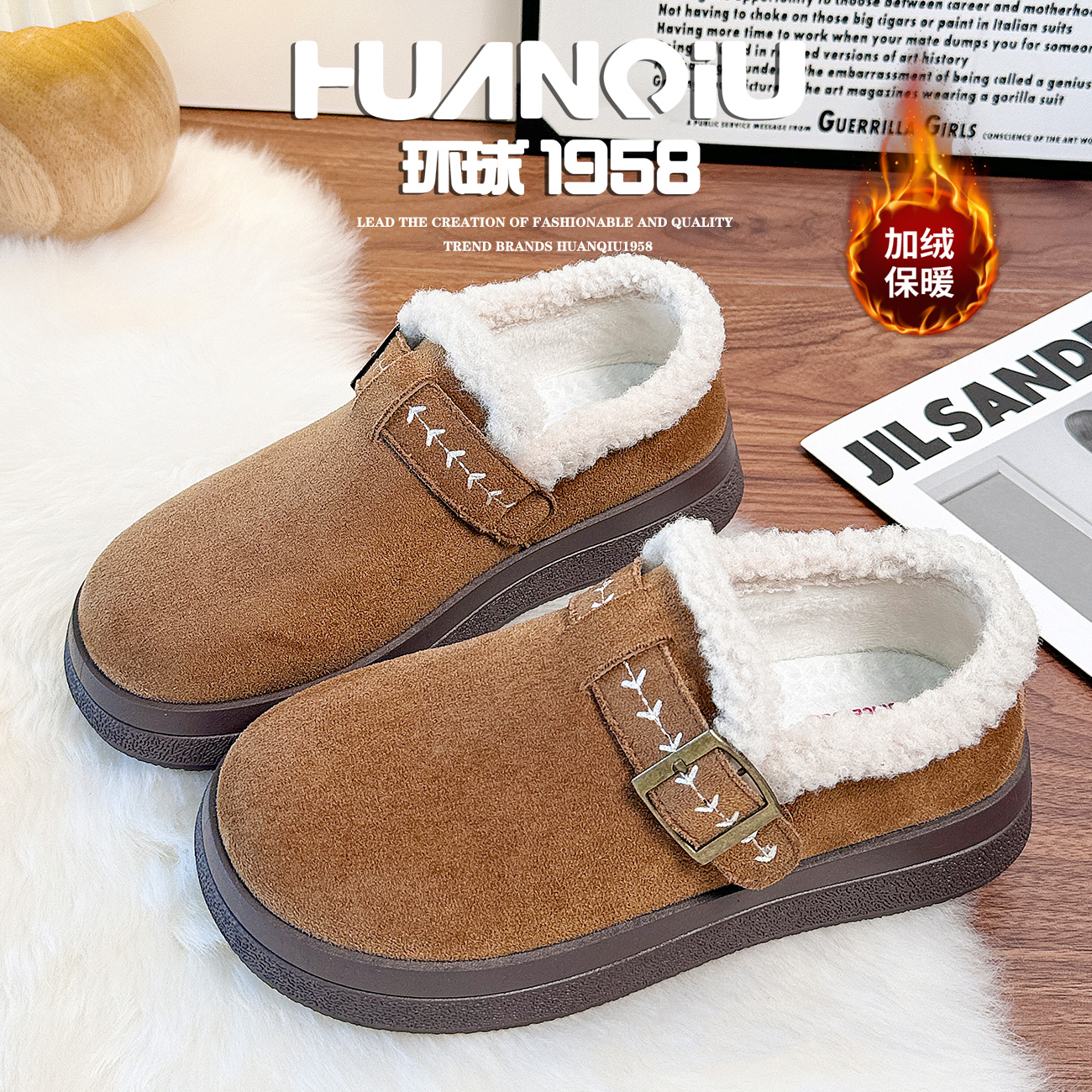 环球官方旗舰店加绒保暖勃肯鞋女