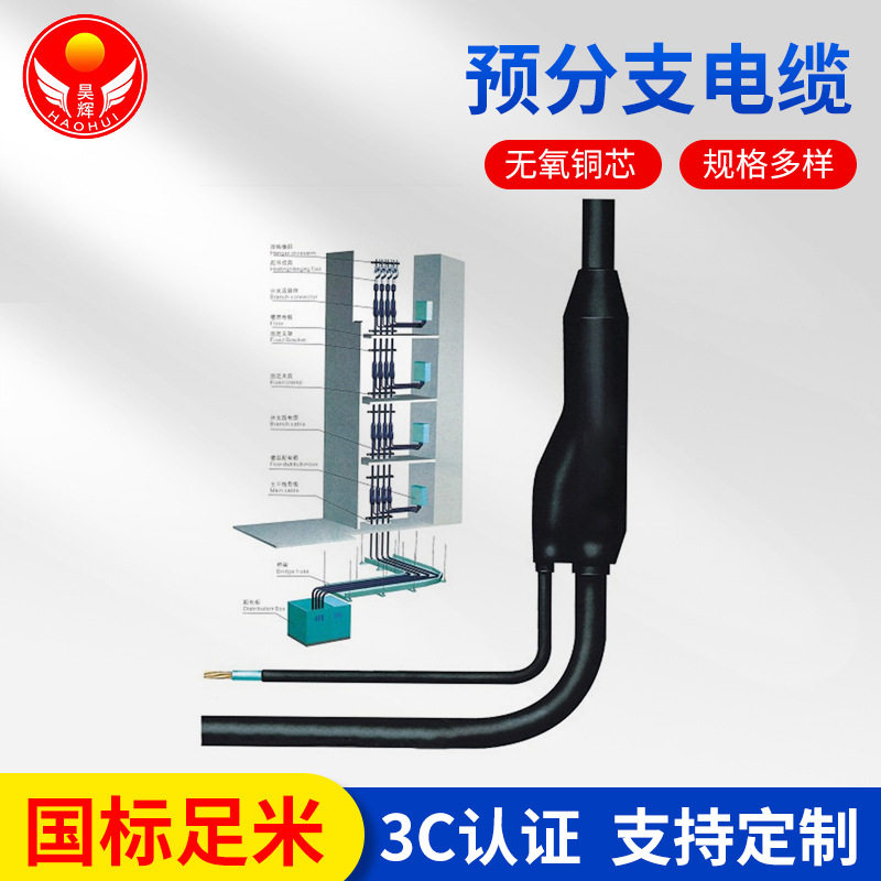 昊辉厂家销售预分支电缆YJV国标铜芯电力电缆连体多芯分支线缆