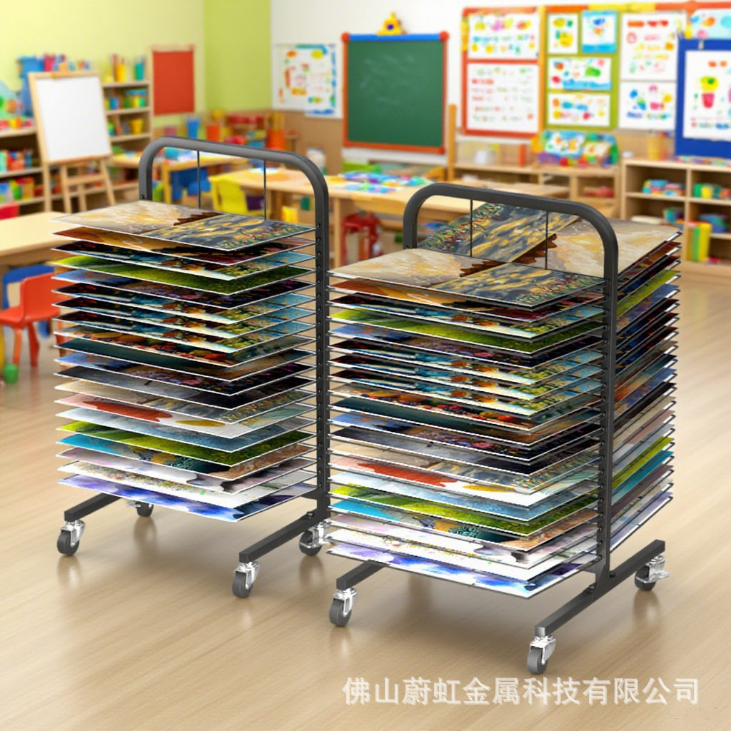 多层晾画晾干架学校幼儿园画室美术作品画纸货架子展示陈列收纳架