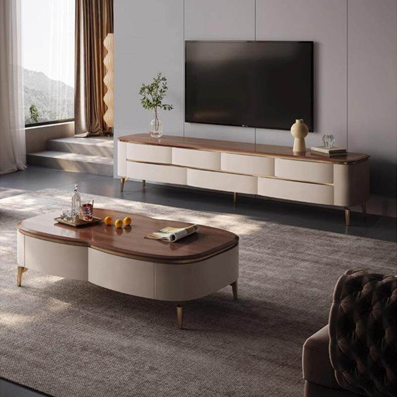 实木茶几电视柜组合意式轻奢现代客厅设计师家用复古高端卧室地柜