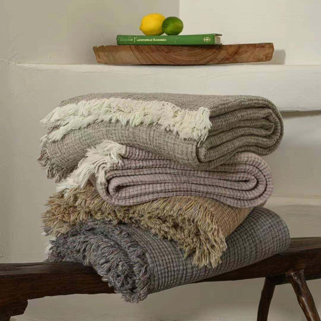 棉与亚麻流苏盖毯午睡休闲沙发流苏毯子床尾巾高级感样板房,纺织面料/辅料/配套,纺织机械配件,淘宝优惠券,粉丝福利购,淘宝优惠卷