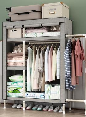 W6布衣柜钢管加粗加固简易衣柜布艺收纳加厚卧室家用经济型挂衣柜