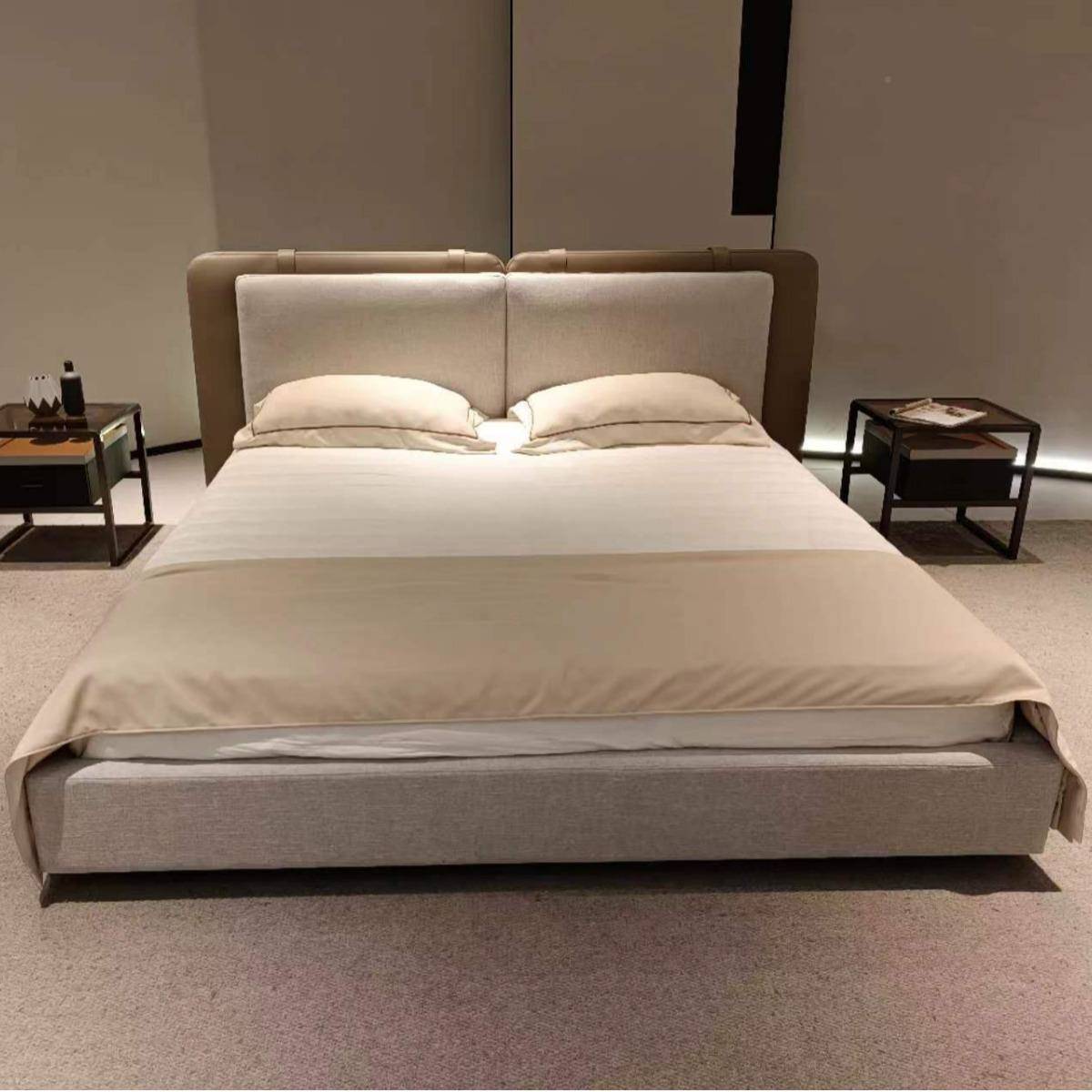 科技布床主卧简红约布床艺实木现代双人KEN床1.米免洗轻奢8网软包