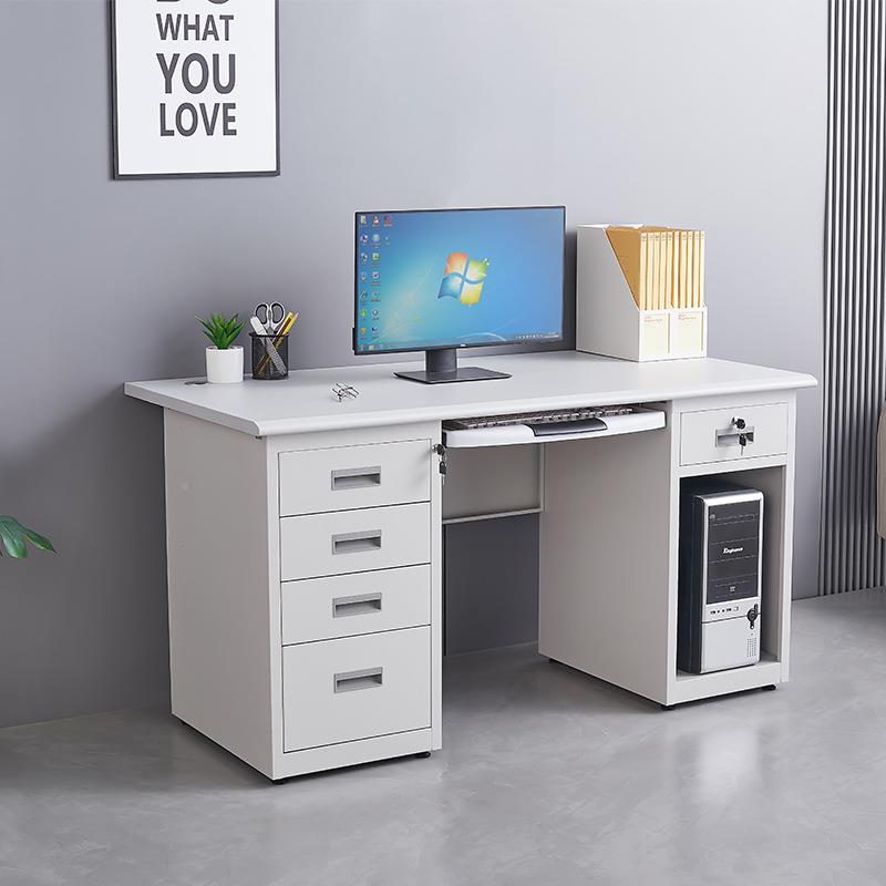 钢制办公16430办公室电脑桌铁皮抽屉单人写字台医工不生财务锈钢作桌台