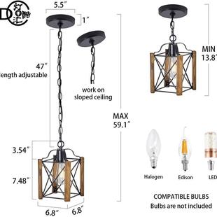 农舍吊灯实木乡走工业风厨格房UTK岛餐村厅卧室廊玄关灯具