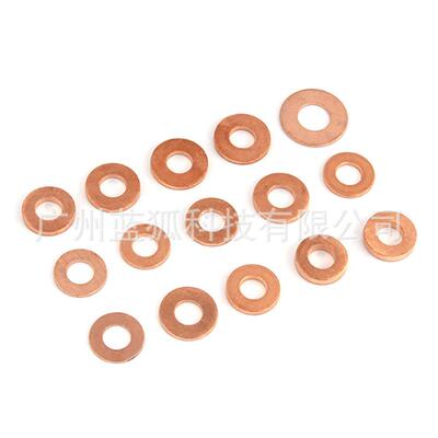 货源50pcs紫铜垫片盒装片紫密铜油封铜垫平垫TAG1圈组合套装