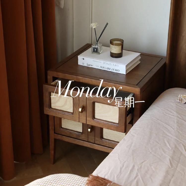 法床式中柜古风床头实木储物柜小柜子边柜法式复古国YLB柜风边抽