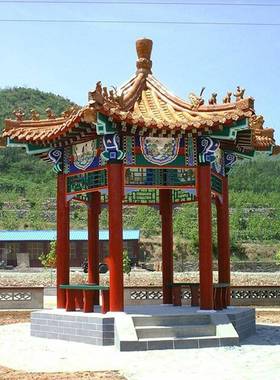 户凉亭四16081角六角八角古建碳木外角六角实木四凉化亭园林仿古木凉亭