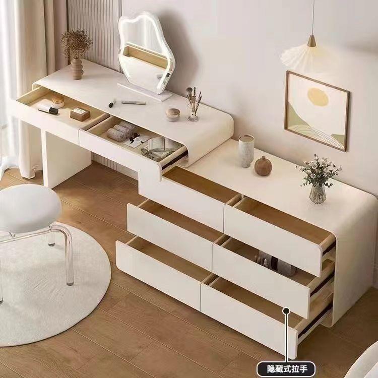 实奶ODN油风梳妆台斗一体伸缩转角柜柜化可妆桌木卧室