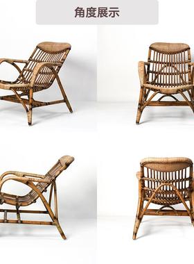 天然阳真藤躺椅可坐可躺编老藤p人午休办公室台藤椅UXF子靠背^