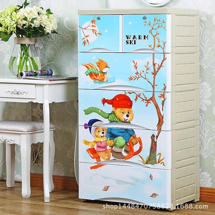 60宽容大量收纳柜卡物MXP通印花宝宝衣物整面理柜家居多用储柜杂