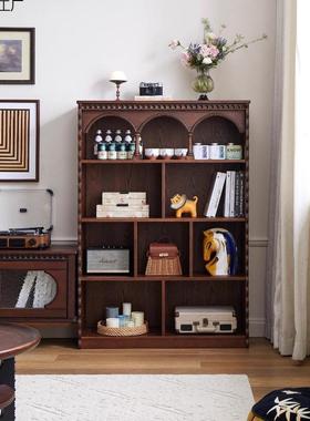 法复古书柜置物架柜小户型客厅式实木展示地靠墙多层XUA收纳储落